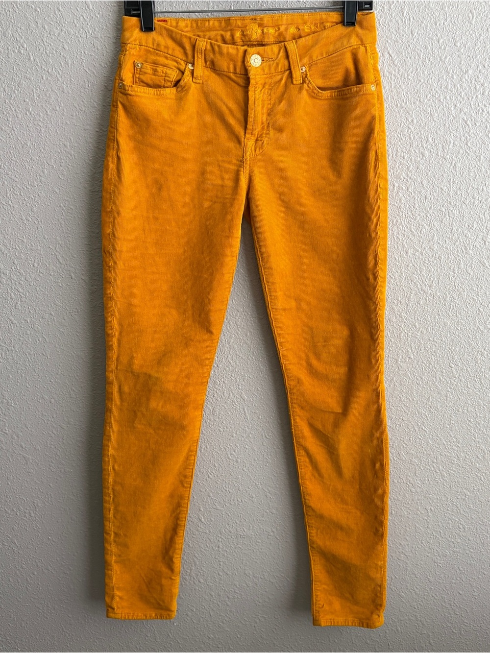 7 For All Mankind Mustard Yellow Corduroy The Skinny Pants 27